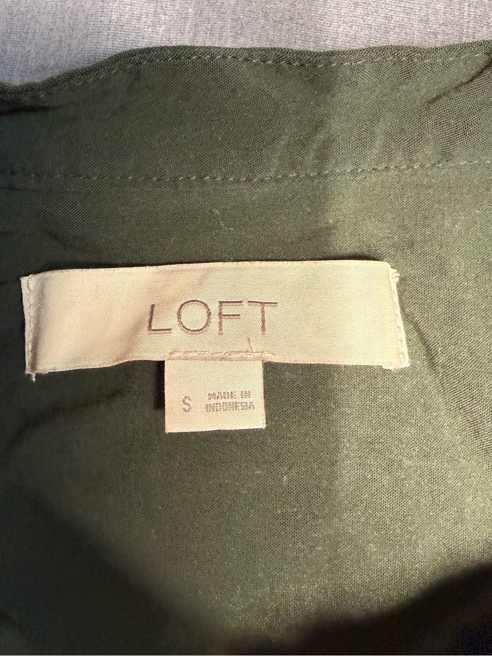 LOFT Olive Button-Up Henley Blouse - Picture 2 of 4